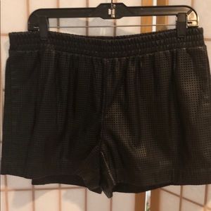 BCBG Perforated Faux Leather Shorts. Size L.
